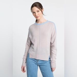 Kinross Cashmere Exposed Seam Hi Low Crew